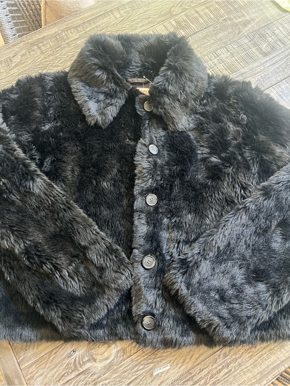 FREE PEOPLE Black Faux Fur Coat size MEDIUM NEW with tags NWT - Picture 3 of 13